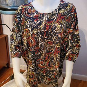 CJ Banks 5X  Paisley Top 3/4 sleeve